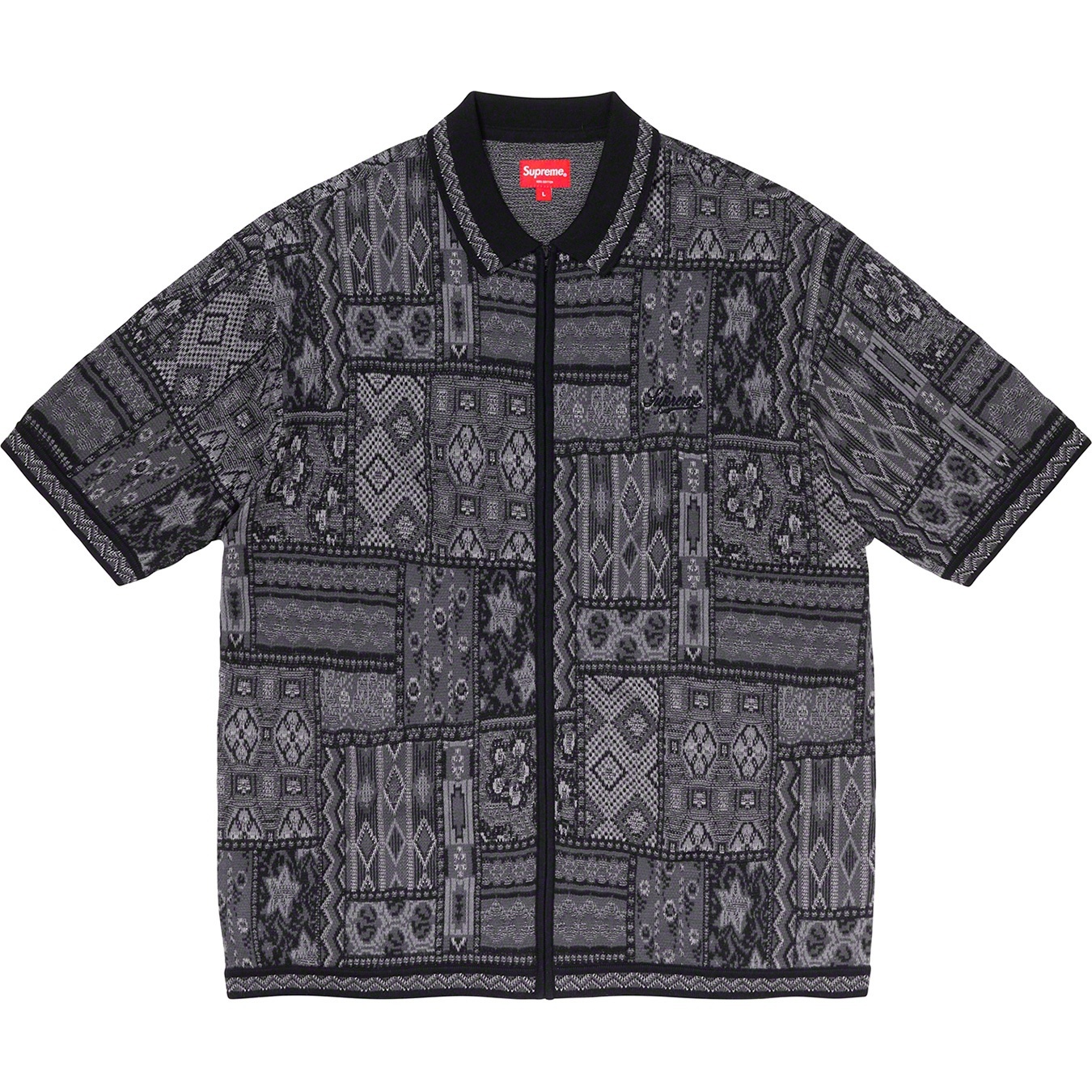 Patchwork Knit Zip Up Polo view 5